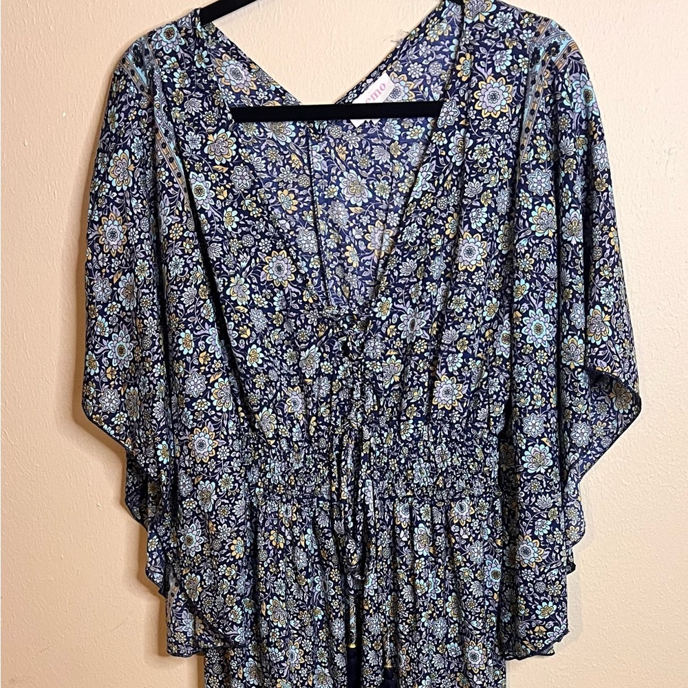 Light polyester floral maxi loose tiered dress size L